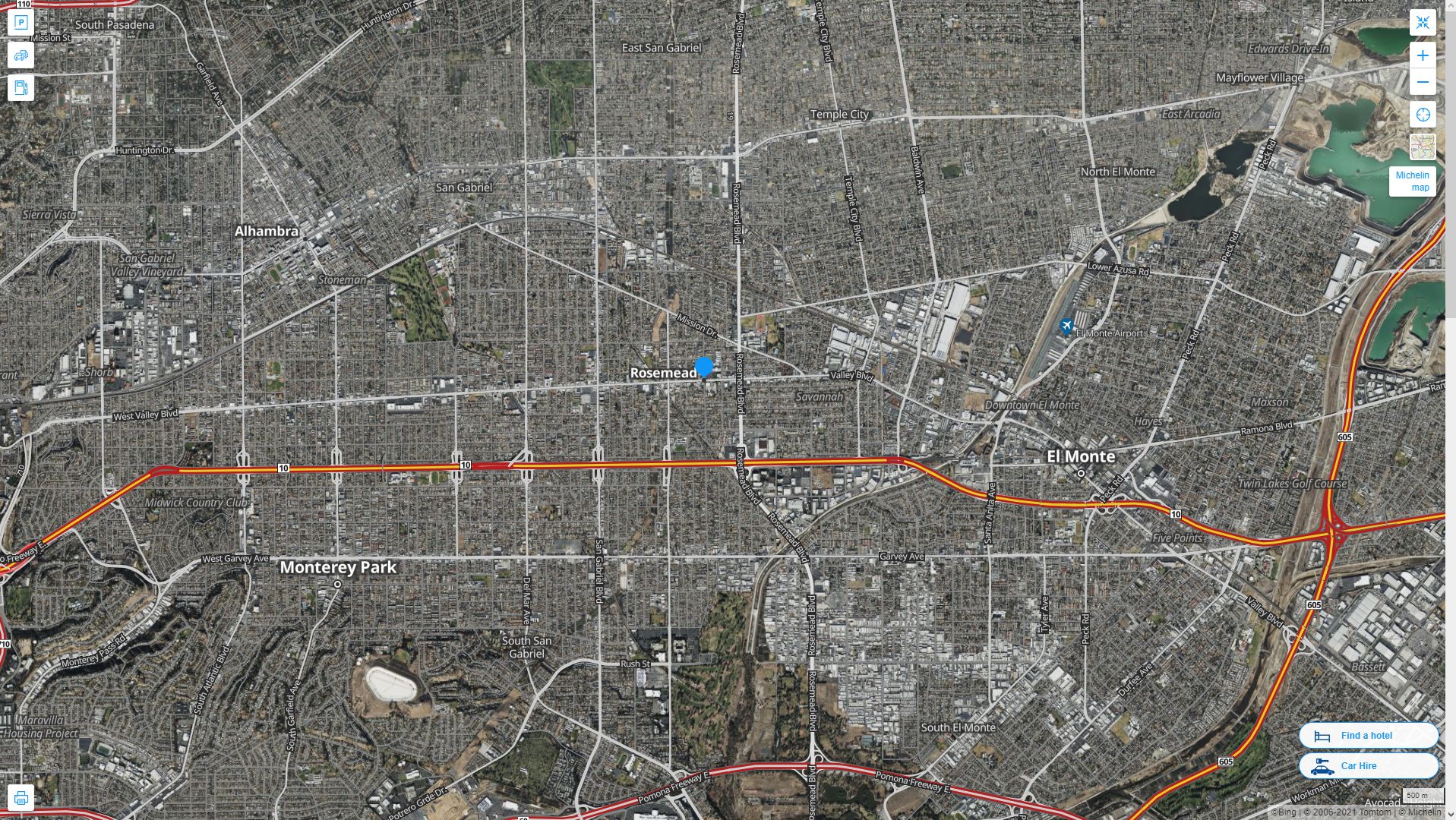 Rosemead California Highway and Road Map with Satellite View